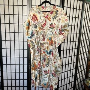 Cotton Kaftan with drawstring cinch waist Free Size NWOT